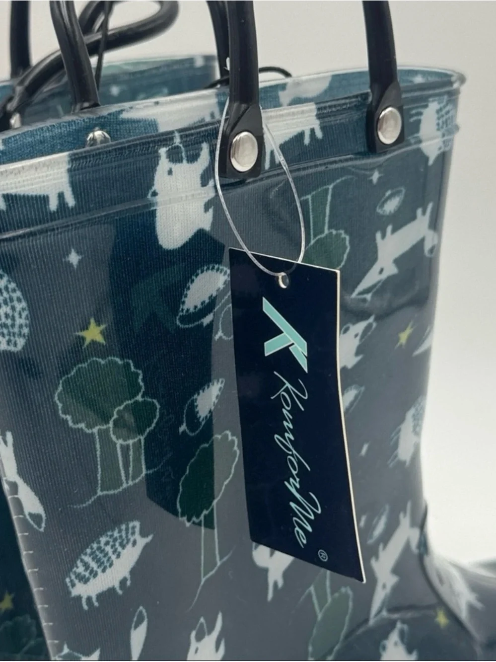 Children's Dark Blue Animal Rain Boots